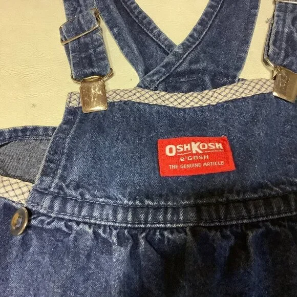 Vintage Oshkosh Denim Jean Jumper Dress Nautical Royal Marine Size 5 - Picture 5 of 11